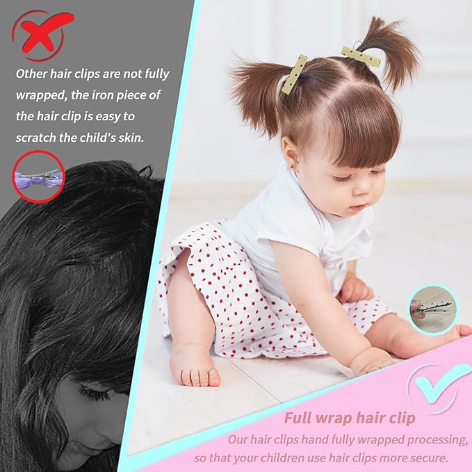 20 Pcs Baby Hair Clips, Non-Slip Fully Lined Soft Hair Barrettes for Girls & Toddlers, Handmade Infant Hair Accessories (10 Styles Toddler Hair Clips)