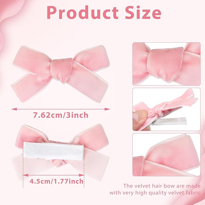 CÉLLOT Velvet Hair Bows for Baby Girls in Pairs,Baby bow with Fully Lined Hair Clips Hair Accessories for Toddlers Infants,20 Pieces