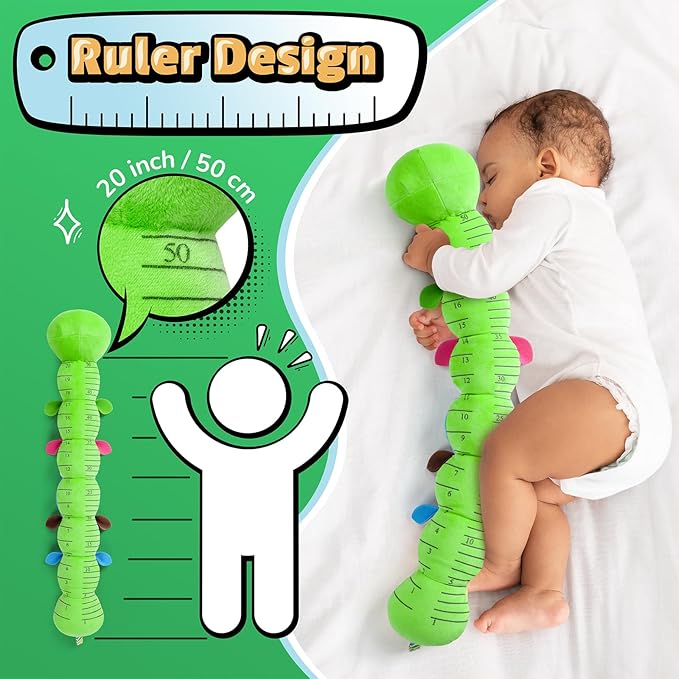 LIGHTDESIRE Baby Toys 6-12 Months Musical Caterpillar,Stuffed Animals Infant Toys 0-6 Months Sensory Toy with Ruler Design,Crinkle&Ring Bell,Baby Teething Toys Tummy Time Gifts Easter Basket Stuffer