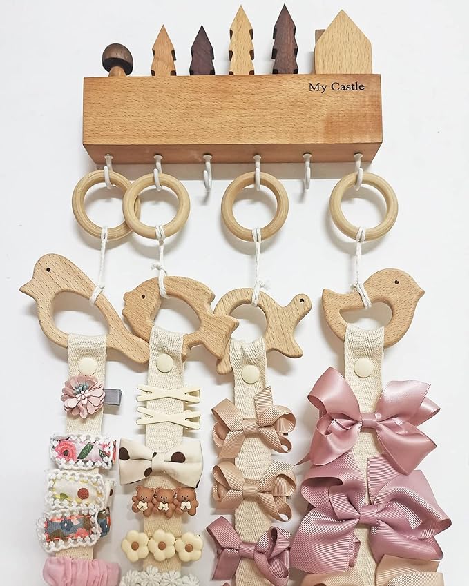 Baby Teething Toys Penta Angel 10Pcs Natural Wooden Teething Animal Rings for Newborn Toddler Infant (10)