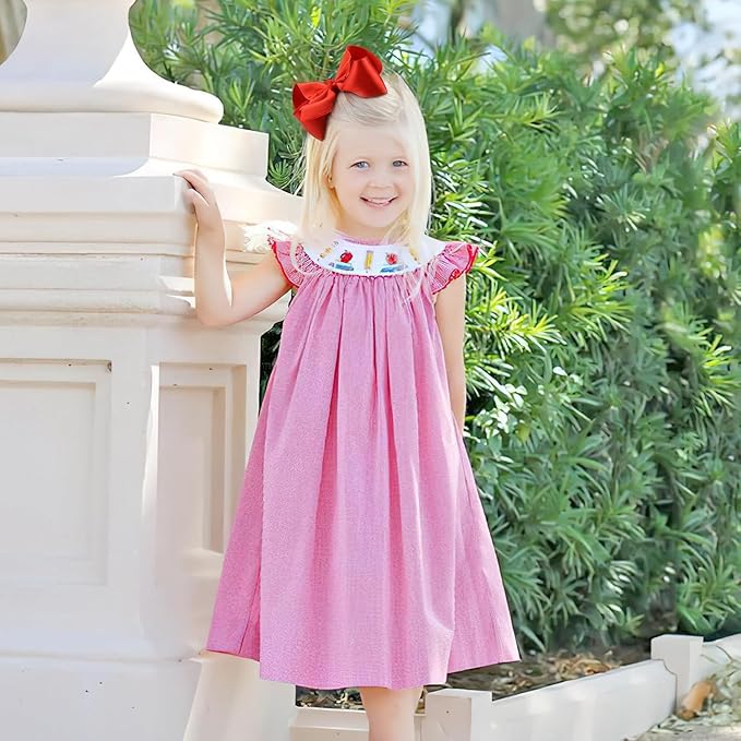 5.5 Inch 2pcs Red Hair Bows for Girls Grosgrain Ribbon Toddler Hair Accessories with Alligator Clips for Toddlers Baby Girls Kids Teens