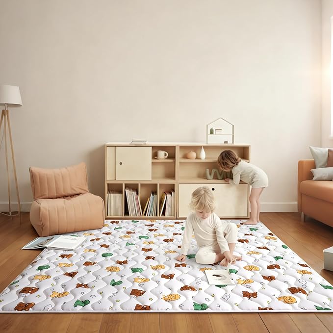 Baby Play Mat 71" X 59", Premium Thicken Foam One-Piece Crawling Mat, Extra Large Non-Slip Cushioned Activity Playmats for Babies, Toddlers, Infants, Play & Tummy Time