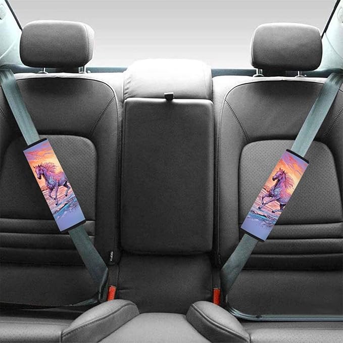 AFPANQZ Two Pack Car Seat Belt Cover Pads Drivers Shoulder Protetion Ciool 3D Horse Print Car Seats Belt Cover Accessories Vehicle Auto Seatbelt Cushion Pads Universal Fit