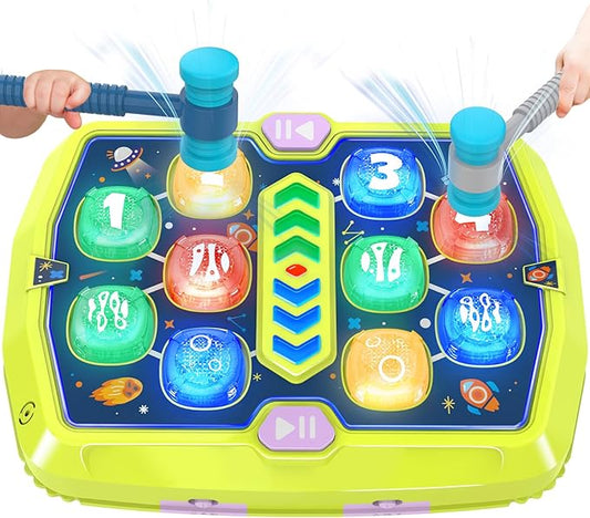 Toddlers Toys Age 3-8, Hammer Mole Game Toys for 3 4 5 6 7+ Year Old Boys with 3 Modes,Interactive Toddler Boy Girl Toys with 2 Hammers, Sound & Light, Birthday Xmas Gift for 3-10 Year Old Boys Girls