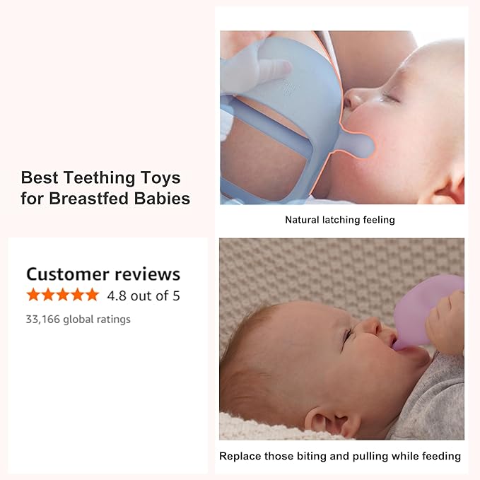 Smily Mia Baby Teething Toys for 0-6Months, Teethers for Babies 3-6Months | Penguin Teether | Hand Teether |Teething Mittens for Teething Relief, Baby Pacifier |Teething Pacifiers for Baby, Light Blue