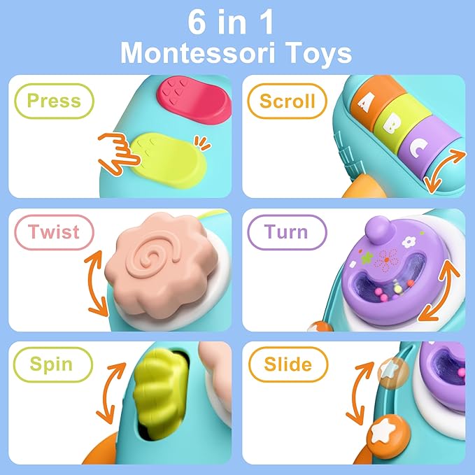 iPlay, iLearn Baby Elephant Activity Cube, Infant Busy Cube Montessori Toy for 1 Year Old, Babies Carseat Plane Travel Toy, Toddler Sensory Development Learning Birthday Gift 6-9-12-18 Months 2 3 Year