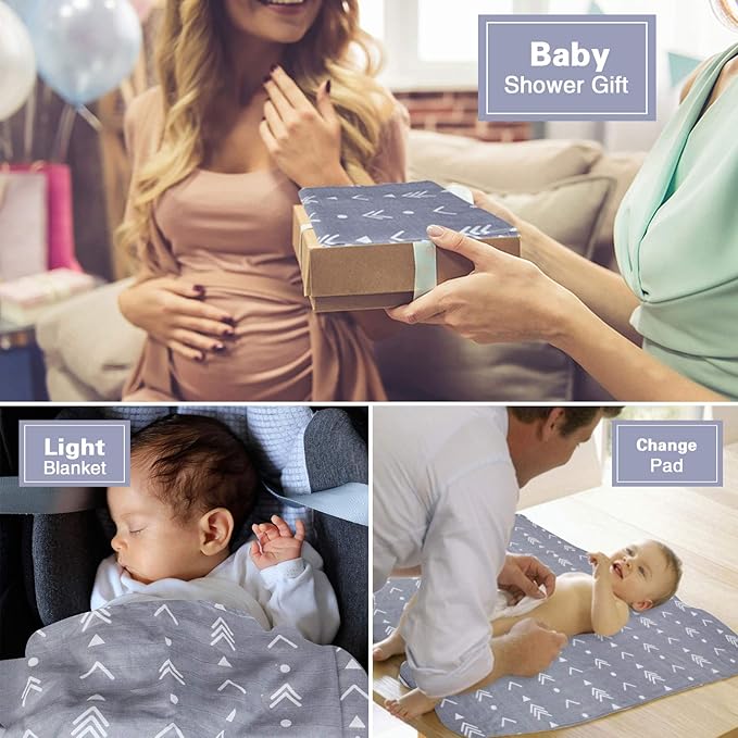Metplus Car Seat Cover Baby boy, 100% Muslin Cotton Infant Carseat Covers, Lightweight Breathable Car Seat Canopy, Summer Stroller Sun Shade, Newborn Travel Essentials(Arrow)