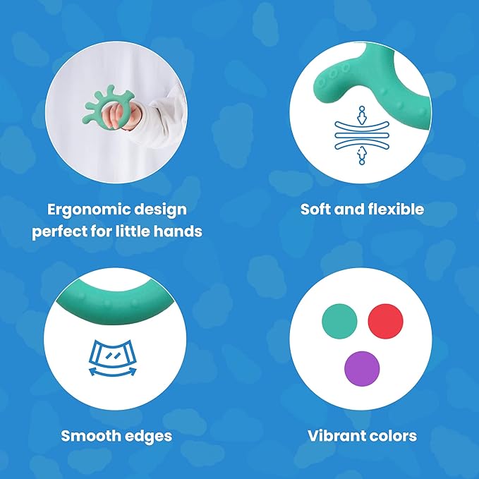 Gadgetime USA Silicone Finger Teether Toy - Handheld Teething Relief for Girls & Boys - Chew Toy - Stimulating & Soft Soothing Chew Toys - BPA Free - Green