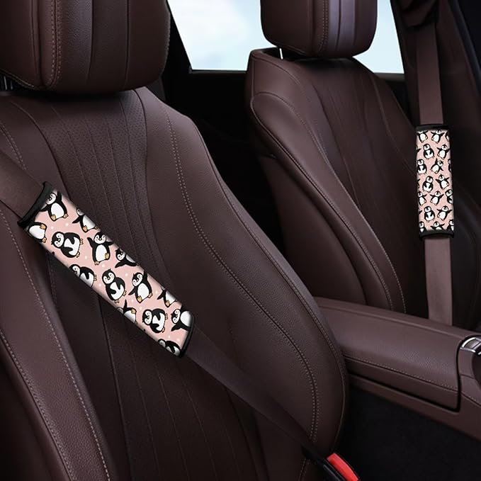 Car Seat Shoulder Strap Pads Seat Belt Pad Neck Protector Penguin Carseat Straps Covers Car Interior Accessories Penguin Car Seat Belt Shoulder Protector Seatbelt Strap Cover Seat Belt Pad
