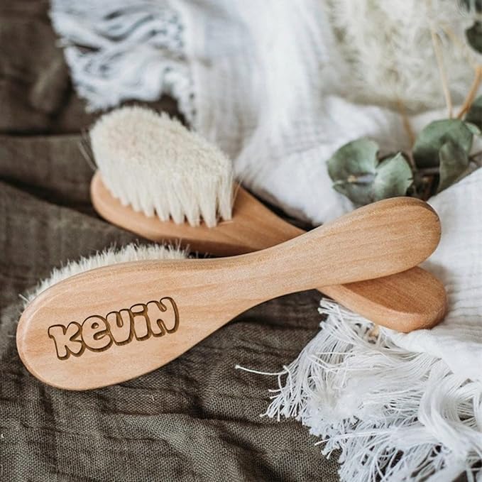 ZXH Personalized Baby Hairbrushes Engrave Infant Name Wooden Newborn Hair Brush Comb Brush Birth/Baptism/Birthday Baby Shower Gifts