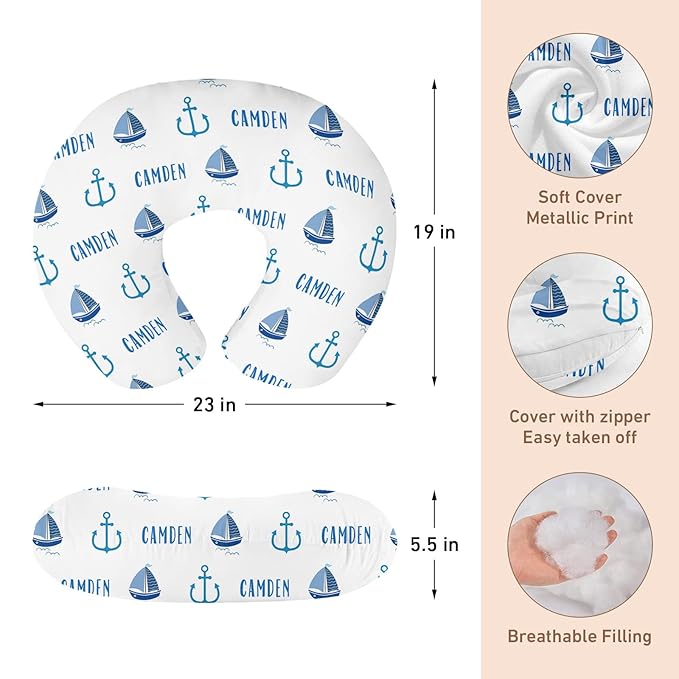 Personalised Infant Car Seat for New Parents - Baby Carseat Cover, Breast Feeding Cover, Blue Sailboat Pattern Multi-Function pad for Boys Girls Toddlers - Christmas Gift for Parent Babies(27"x29")