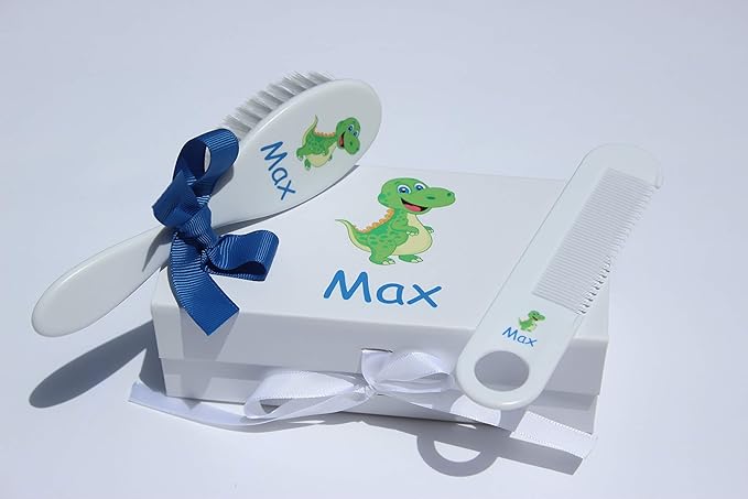 Personalized Baby Gift - Dinosaur Baby Brush and Comb Set, Suitable for Ages 0-3 Years, New Baby Gift.