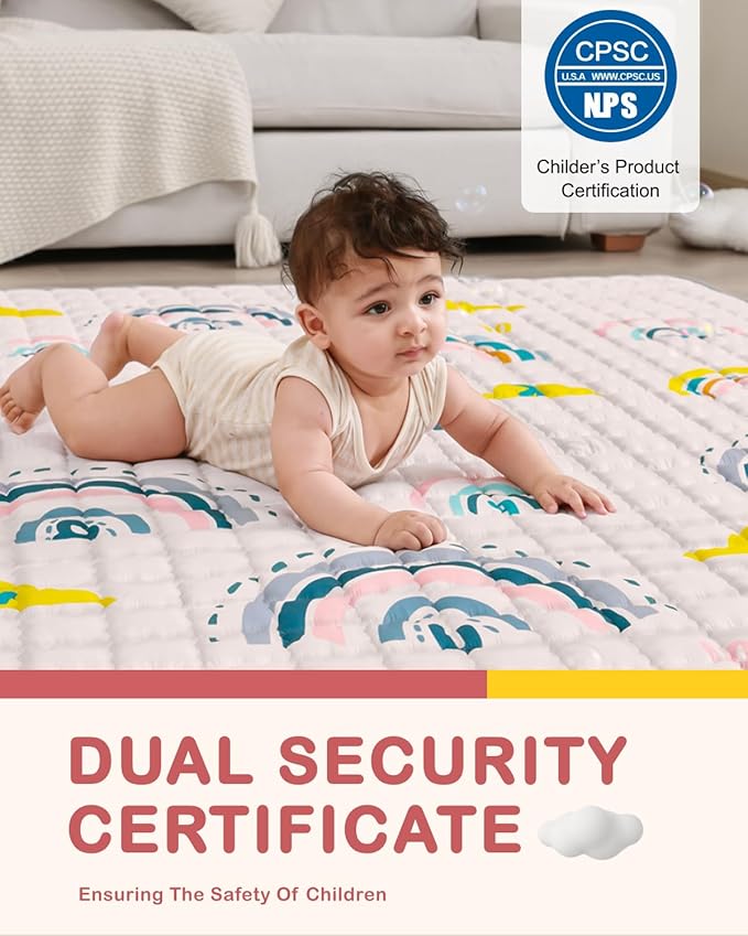 WONDAY Thick Baby Floor Playmat for Playpen,50x50 Playpen Mat Non Toxic Car Foldable Kids Crawling Mat for Babies 6-12 Months, Infant Baby Playpen Mat for Toddlers 1-3