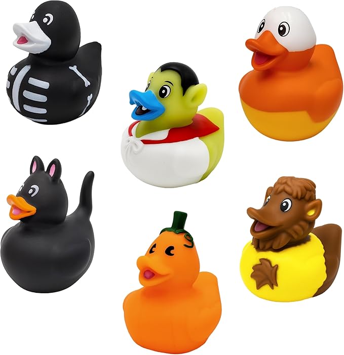 50-Pack Halloween Rubber Duck Toy Duckies for Kids, Fun Bath Birthday Gifts Baby Showers Summer Beach and Pool Activity, 2 Inches
