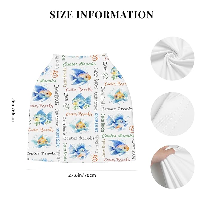 Personalized Baby Car Seat Cover with Name Stroller Canopy Custom Angelfish Carseat Cover Newborn Baby Boy Girl Nursing Cover for Moms First Birthday Gift