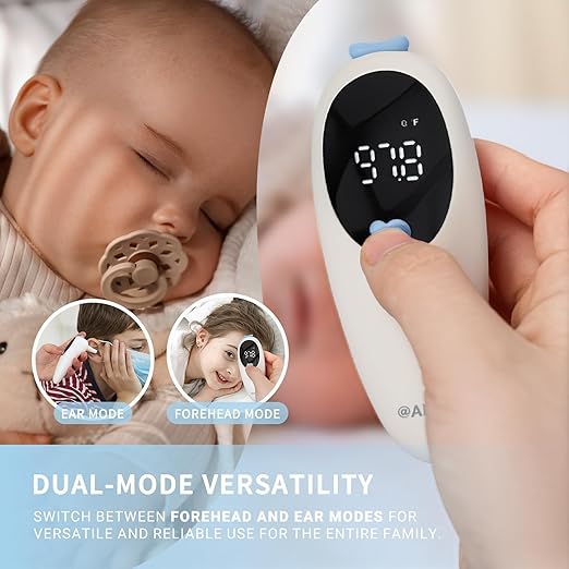 @AL21 3-in-1 Baby Thermometer, Ear Thermometer for Adults, Kids, and Baby - Digital Forehead, Ear & Object Fever Thermometer with 32 Memory Recalls, 1s Instant Accuracy, High Temp Beep Alert