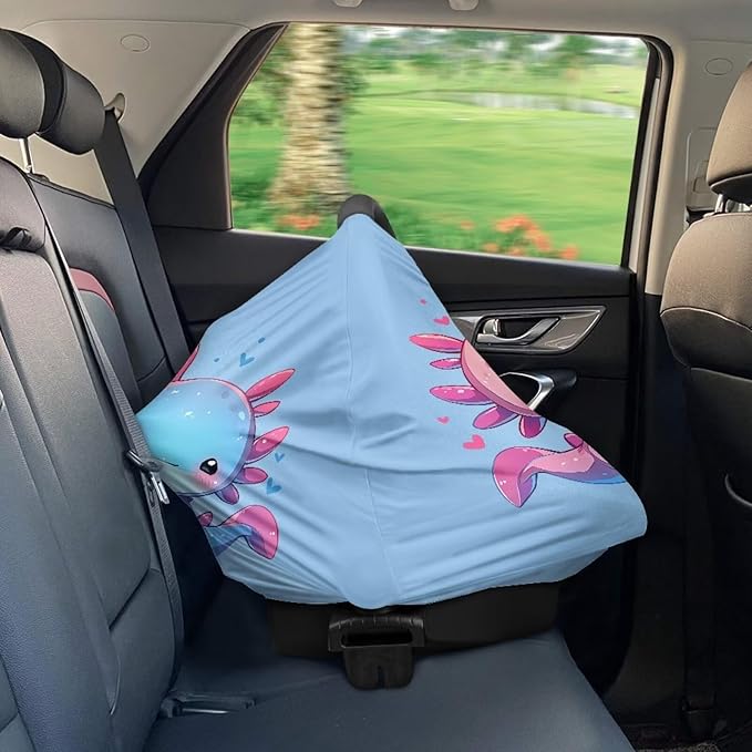 Biyejit Cute Axolotls Nursing Cover, Car Seat Cover, Shopping Cart Cover & Infinity Scarf – Breathable, Multi-Use Nursing Cover Up for Breastfeeding, Carseat Canopy & Stroller Cover