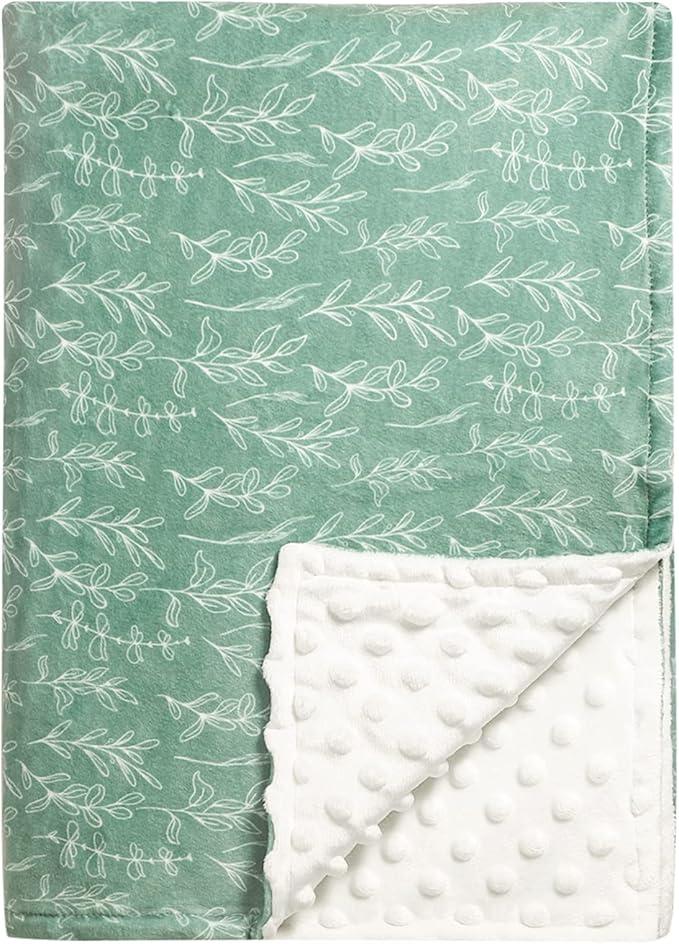 Green Sage Baby Blankets, Sage Minky Toddler Blanket for Boys Girls,Baby Car Seat Head and Body Support