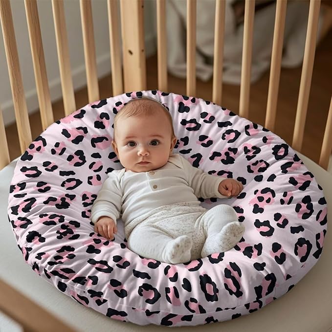 Pink Leopard Newborn Lounger Pillow Cover Removable Soft Comfortable Slipcover for Infant Lounger Pillow Cover Easy to Use and Dustptoof
