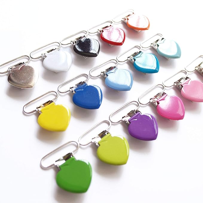 20Pcs Enamel Suspender Clips Metal Heart Pacifier Clips for Pacifier Holder Clip Bed Sheet Garment Mitten Making DIY Jewelry Accessories Mix 16 Colors