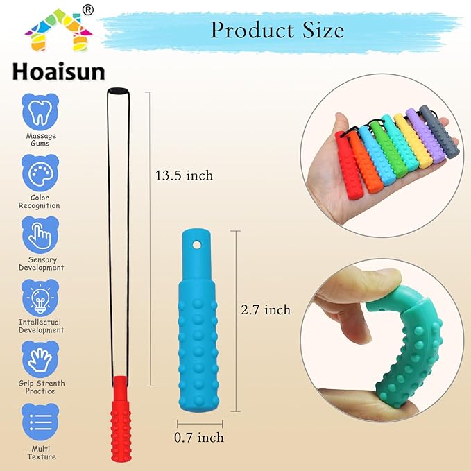 Sensory Chew Necklaces for Boys and Girls, 8 Pack Chew Necklace for Sensory Kids with Autism, ADHD, SPD, Biting, Silicone Oral Sensory Toys for Autism Adults Reduce Chewing Anxiety Fidget