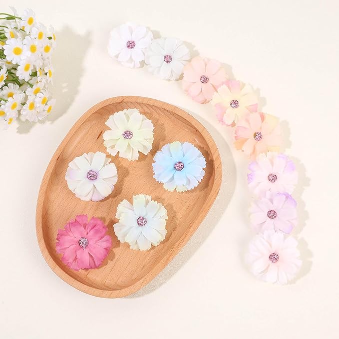 OAOLEER 40pcs 2" Flower Baby Hair Bows Clips, Flower Tiny Hair Clips Fine Baby Hair Accessories for Girls Infants Toddlers Set of 20 Pairs