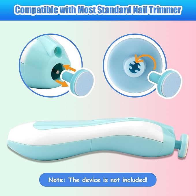 12 Pieces Baby Nail File Pads Nail Trimmer Replacement Pads Electric Baby Nail Grinding Heads for Standard Electric Kid Nail Trimmer Suits to Over 12 Months Newborn Infant Toddler (Blue)