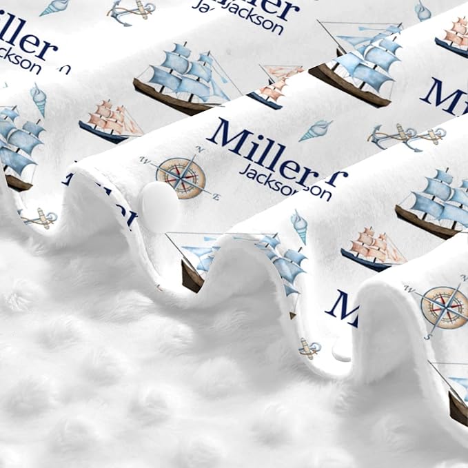 Personalized Baby Car Seat Canopy for Babies, Custom Name Baby Car Seats Covers for Boys, Opening Minky Nursing Breastfeeding Cover for Infant, Carseat Canopies for Newborn (Nautical Ship)