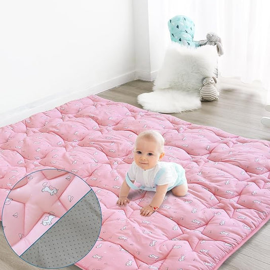 SPRINGSPIRIT Baby Play Mat for Boys Girls, 50'' x 50'' Baby Playmat for Playpen, One-Piece Crawling Play Mat Non Slip Toddlers, Pink