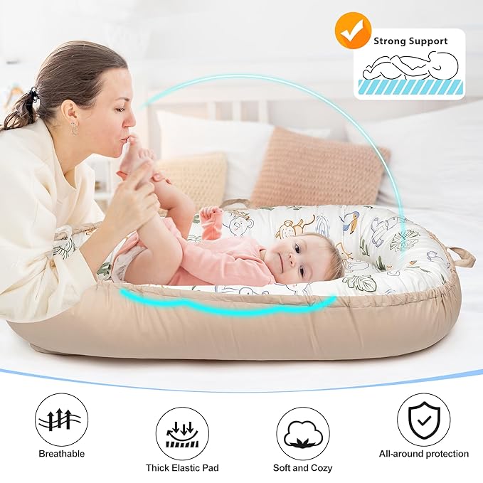 BUTOA Baby Lounger - Breathable & Soft Baby Nest, Portable and Lightweight Tummy Time Lounger for Home and Travel, Ideal Newborn Babies Essentials Baby Shower Gifts
