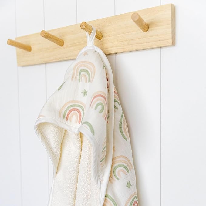 Crane Baby Hooded Towel, 100% Cotton & Terry Cloth Hooded Baby Towels for Boys & Girls, Boho Rainbow, 30" w x 30" h, Hooded Baby Beach Towel, Baby Pool Towel, Baby Bath Towel, Hooded Towels for Baby