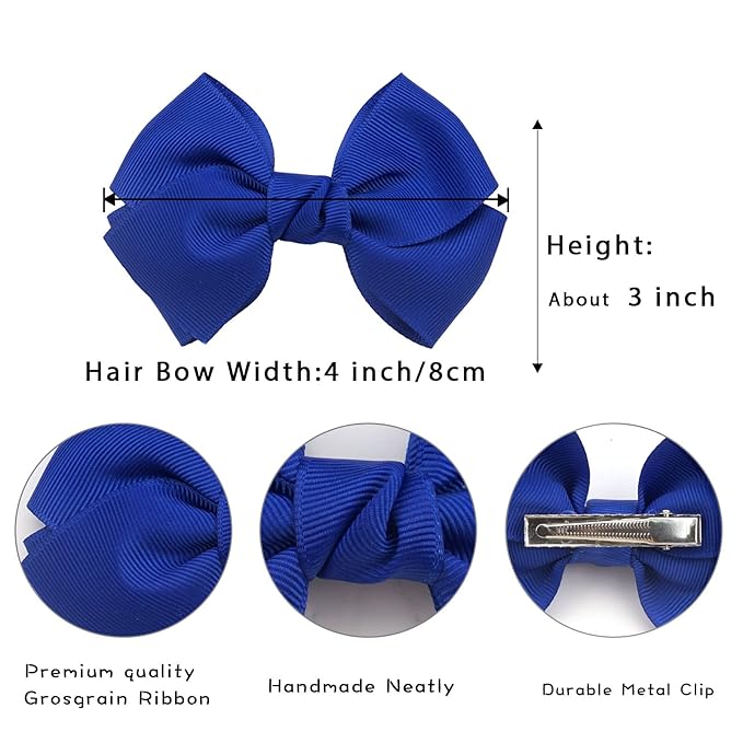 CÉLLOT 40pcs 4 inch Hair Bows for Girls Grosgrain Ribbon Toddler Hair Bows Alligator Clips for Baby Girls Kids Teens Back to School Hair Accessories in Pairs