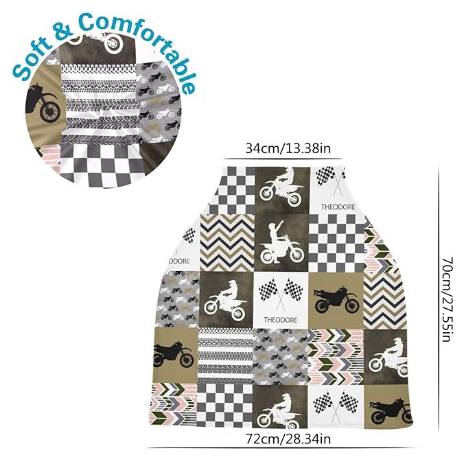 Personalized Baby Car Seat Cover for Babies, Custom Name Baby Car Seats Canopy for Boys Girls, Nursing Breastfeeding Stroller Covers for Infant Newborn, Shower Gift for Baby (Motocross)