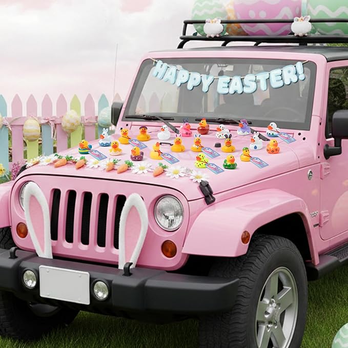 H1vojoxo Happy Easter Rubber Ducks - 30 Set Easter Rubber Ducks for Cruise Assorted Bunny Cruise Duck Tags Kits for Pool Bath Toy Bag Fillers Gifts Holiday Basket Stuffers Baby Showers Accessories