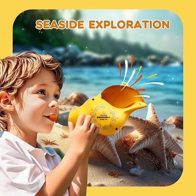 Toys for 3 Years Old Boy Girl Birthday Gift, Music Animal Caller Toy with 30 Realistic Animal Sounds, Early Learning Toy for Kids Todlers with 8" Horn and 3-Level Lights (Orange - Conch)