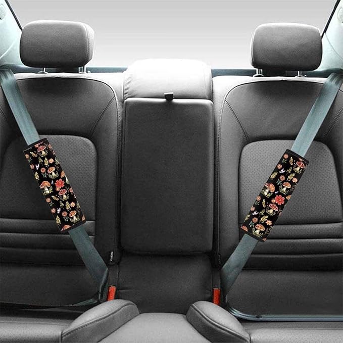 AFPANQZ Mushroom 1 Pair/Set Safety Seatbelt Cover Kit Car Auto Seat Belt Pads Covers Comfortable Driving Car Seats Accessories Backpack Bags Strap Pads Covers