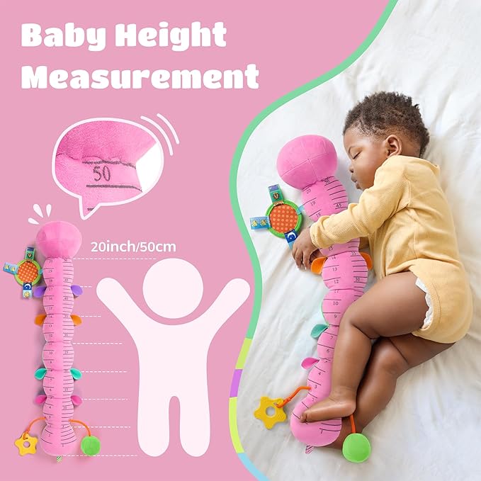 AWOTOY Baby Toys 6-12 Months Music Caterpillar Infant Toys Stuffed Animals 0-3-6 Months Teething Tummy Time Sensory Toys with Mirror Rattle&Pull String Boys Girls Birthday Gifts Easter Basket Stuffer