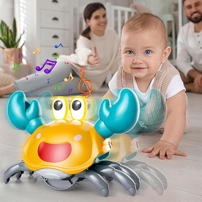Beby Buty Crawling Crab Baby Toy, Infant Tummy Time Walking Dancing Moving Crab Toys for Babies Girl Boys, Crawling Crab Baby Toy Toddler Birthday Gifts