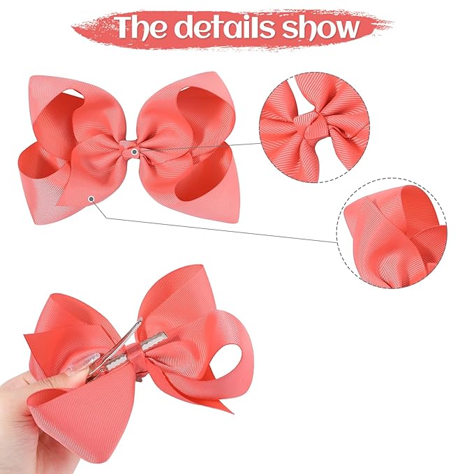 Choicbaby 36pcs 6 Inch Hair Bows for Girls Large Hair Bows with Alligator Clips Toddler Hair Accessories for Baby Girls Kids Teens