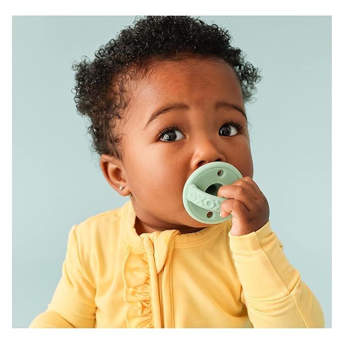 Nuby 2 Pack Silicone Pacifier with Natural Cherry Shaped Nipple - 0+ Months, 2 Pack, Colors May Vary