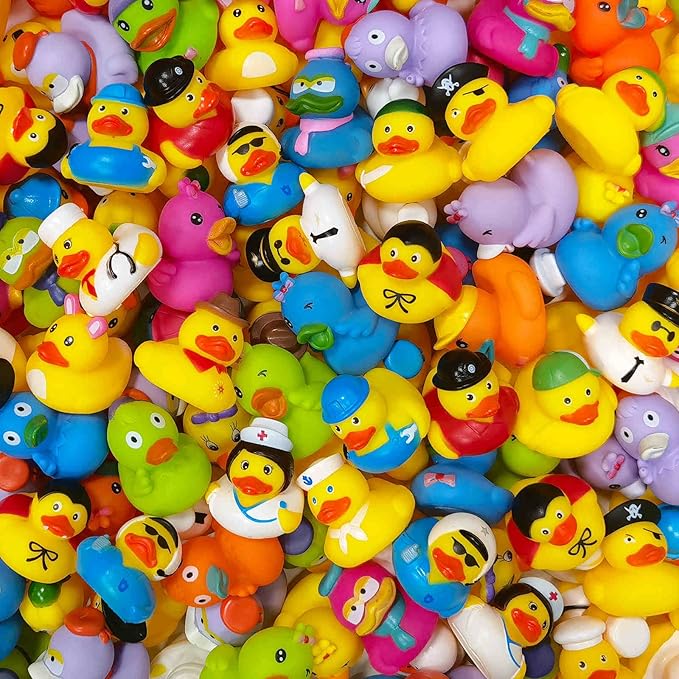 Arttyma Rubber Ducks in Bulk,Assortment Duckies for Jeep Ducking Floater Duck Bath Toys Party Favors (100-Pack)