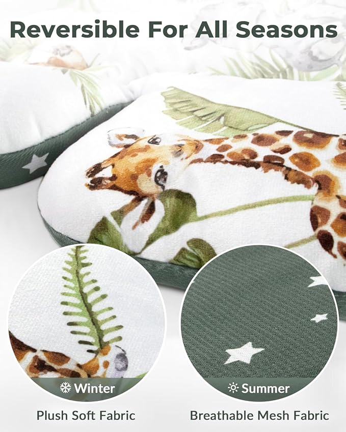 Infant Insert Compatible with 4moms Mamaroo Swing and Infant Carseat, Including 3 Replacement Balls, Reversible Newborn Insert for Baby Swing, Stroller, Bouncer, Soft Fabric - Animals