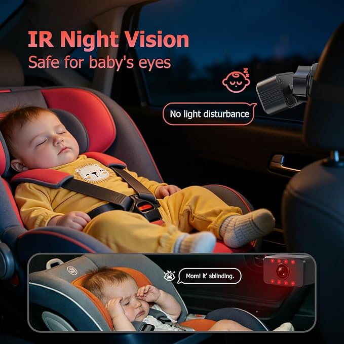 Itomoro Baby Car Mirror, HD Dual Channel with 2 IR Night Vision Camera, Easy 5 Min Installation for Rear Facing Seat