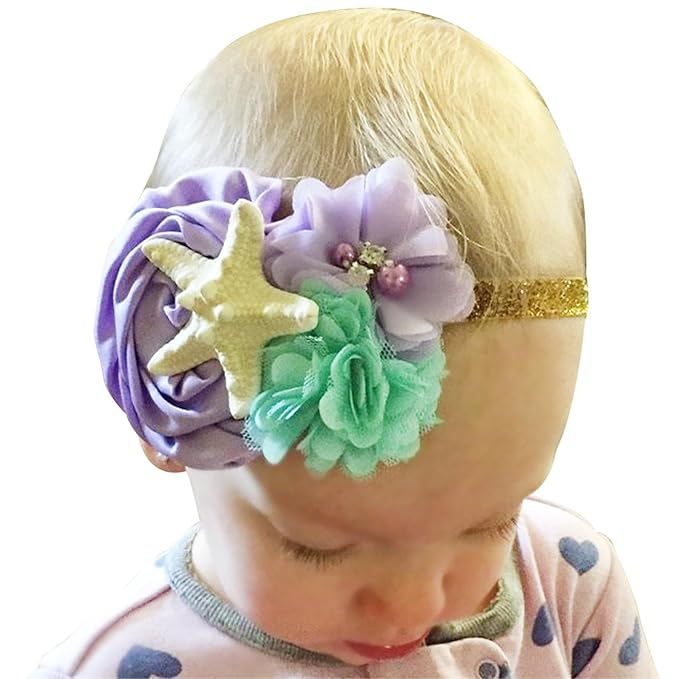 Baby Girl Headbands with Bows.(FD88) (Purple,Lavender starfish)