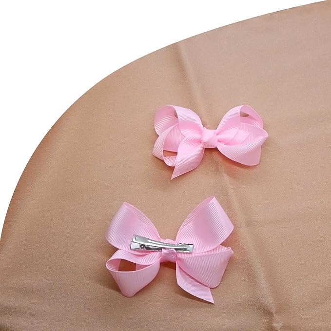 6 PCS Hair Accessories: 3" Grosgrain Ribbon Alligator Clips for Toddler Girls & Kids (Pink)