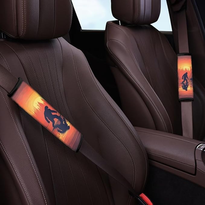 AFPANQZ Bigfoot Print Car Seat Belt Pads Cover Seatbelt Shoulder Strap Cushion Harnss Pads Comfortable Driving Universal Fit Truck Vans Sedans SUVs