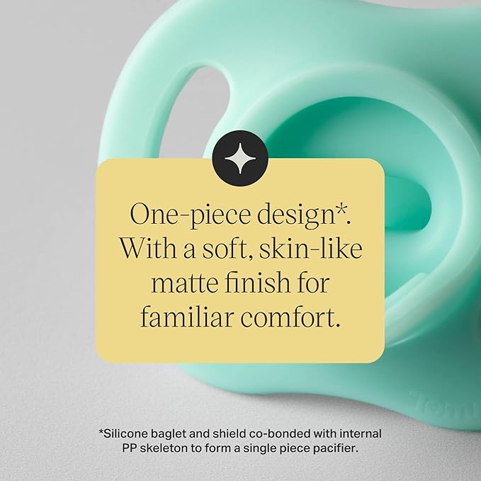 Tommee Tippee Ultra-Light StayPut Pacifier, One-Piece Silicone Design, 18-36m, 4 Pack