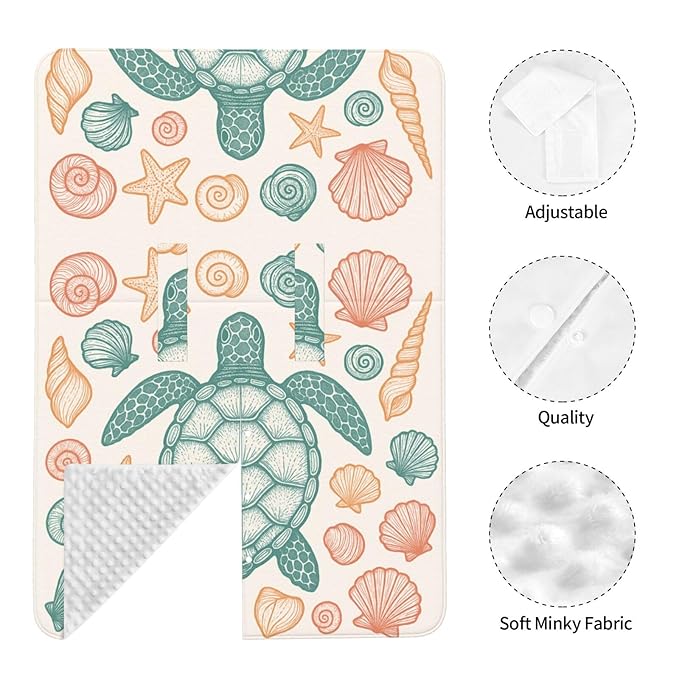 KiuLoam Sea Turtles Starfish Seashells Baby Car Seat Canopy, Nursing Cover for Mom Breastfeeding Scarf, Infant Car Seat Cover/Multiuse Baby Stroller Covers for Babies Boys Girls