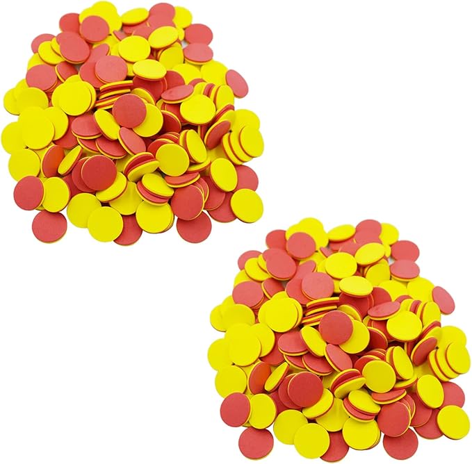 DNB 2-Color Foam Counters - 1 Inch Red-Yellow Double-Sided Math Counters, Early Learning Counting Chips, 400 Pieces