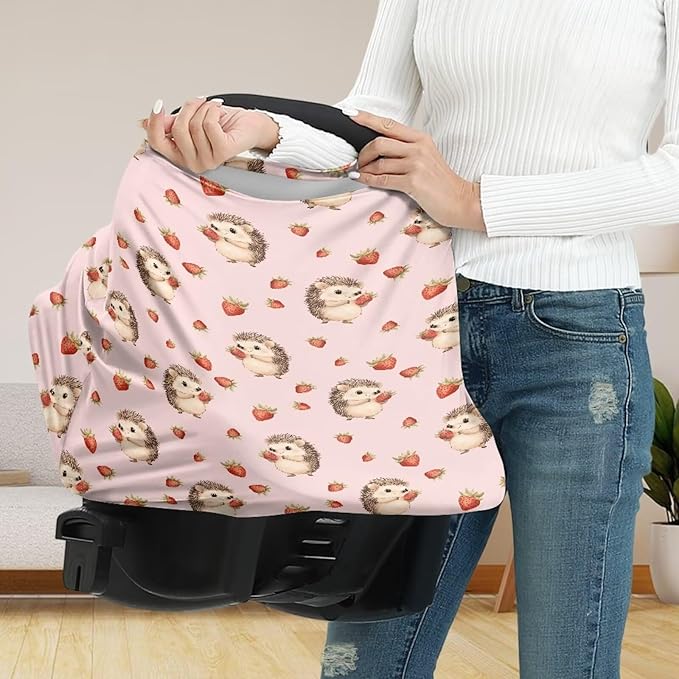 AFPANQZ Hedgehog Nursing Cover Breastfeeding Scarf Baby Car Seat Covers Infant Stroller Cover Carseat Canopy for Girls and Boys Lightweight Breathable for Outdoor Walking Traveling